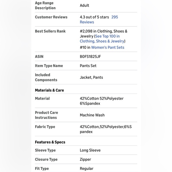 NWT 2PC Long Sleeve Jacket & Pants Lounge Set-S - Picture 15 of 17